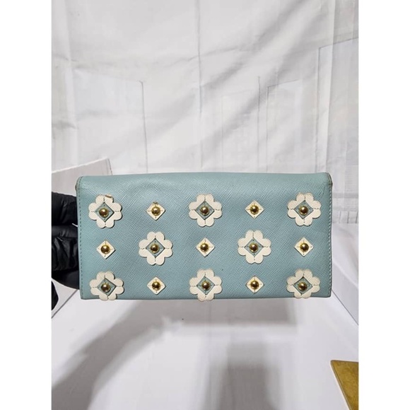 Authentic Prada Saffiano Fiori Wallet Blue - Picture 3 of 15